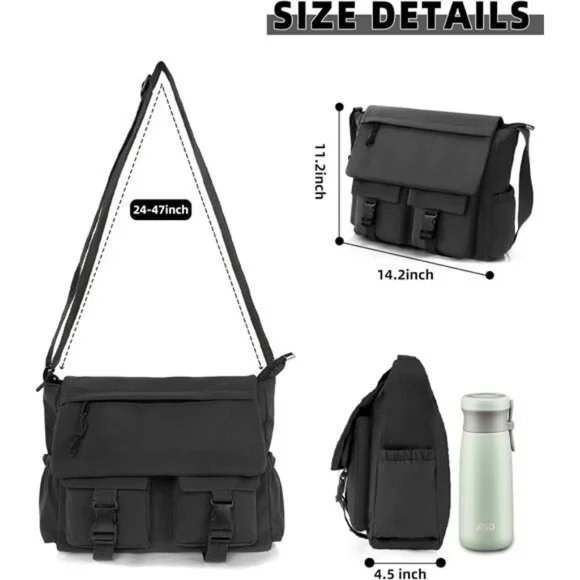 Durable Canvas Crossbody Handbag Black2